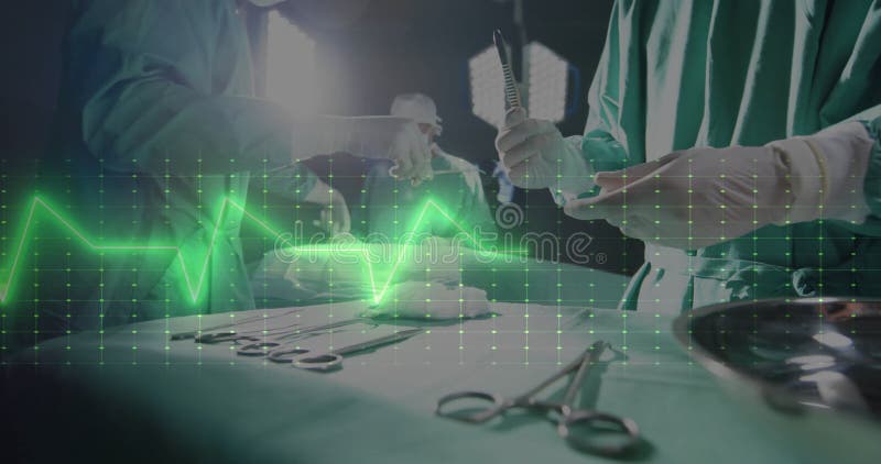 Image of Data Processing Over Diverse Surgeons in Hospital Stock Photo