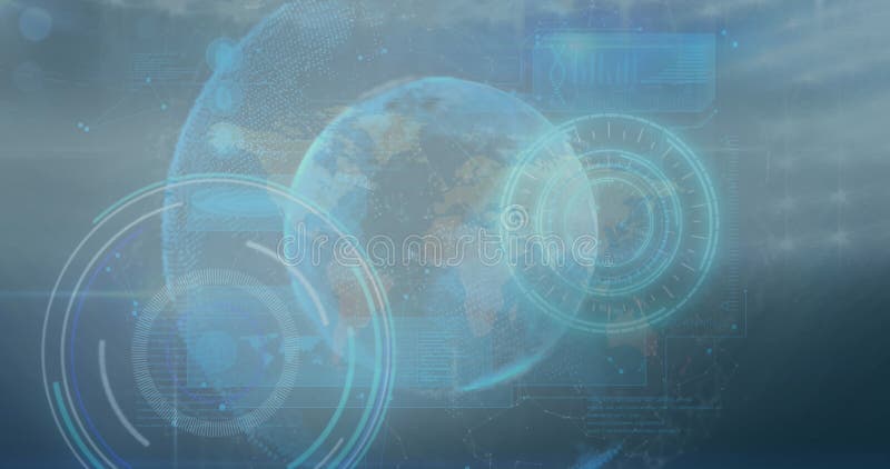 Image of data processing over globe vector illustration