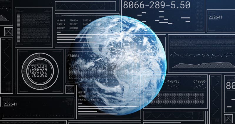Image of data processing over globe royalty free stock photo