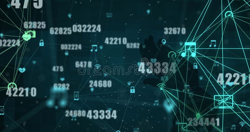 Image of data processing over hand stock photos