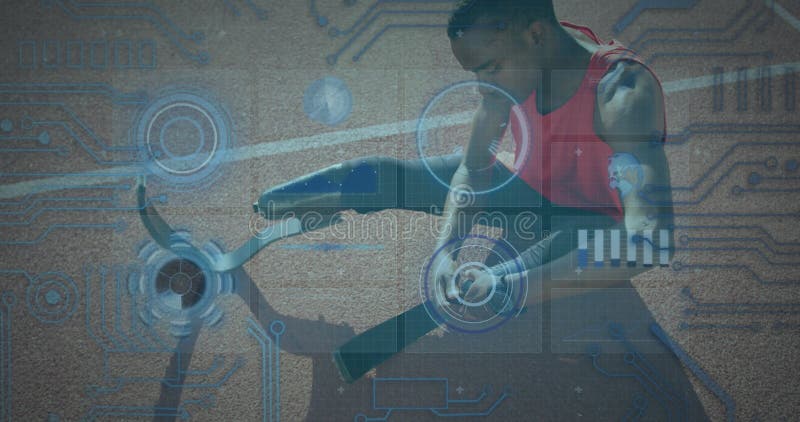 Image data processing over men with disabilities stock images