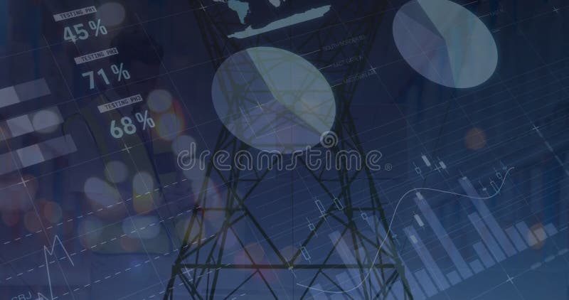 Image of data processing over pylon stock images