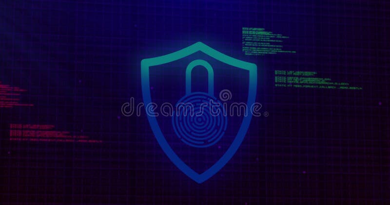 Image of data processing over shield and padlock icons royalty free illustration