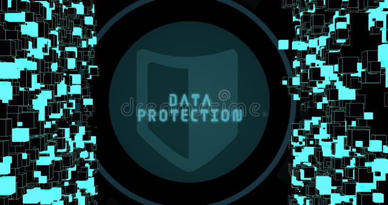 Image of data protection text with scope and network of connections stock images