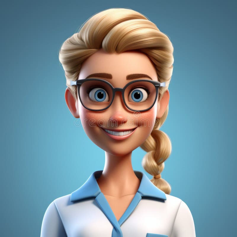 a 3d medical office worker character wearing glasses is depicted in this illustration. the character is rendered in the style of disney animation, using maya software to create a hyper-realistic portraiture. the illustration showcases elements of womancore, navy color scheme, and draws inspiration from the artistic movement of the helsinki school. the overall result is a charming and frivolous, AI generated. a 3d medical office worker character wearing glasses is depicted in this illustration. the character is rendered in the style of disney animation, using maya software to create a hyper-realistic portraiture. the illustration showcases elements of womancore, navy color scheme, and draws inspiration from the artistic movement of the helsinki school. the overall result is a charming and frivolous, AI generated