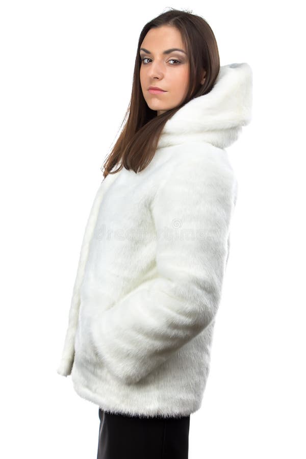 Image de femme mignonne dans le manteau de fourrure blanc - profil photo stock Image de femme mignonne dans le manteau de fourrure blanc - profil photo stock