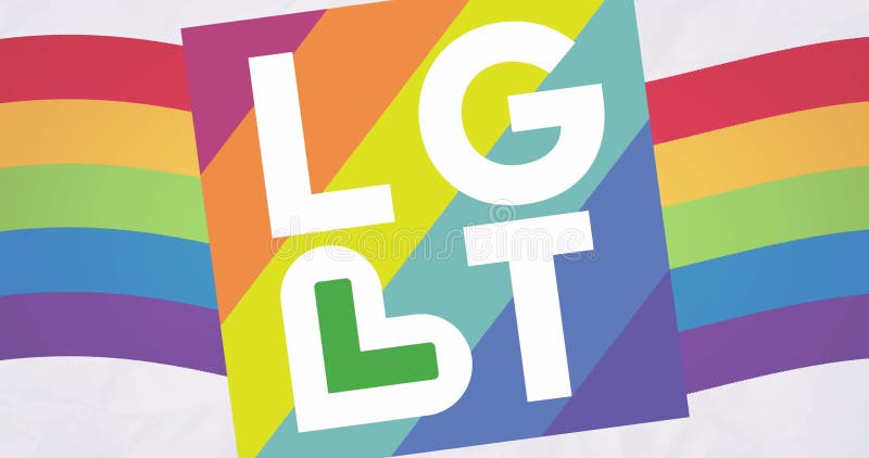 Image de l'arc-en-ciel texte lgbt sur fond arc-en-ciel image libre de droits