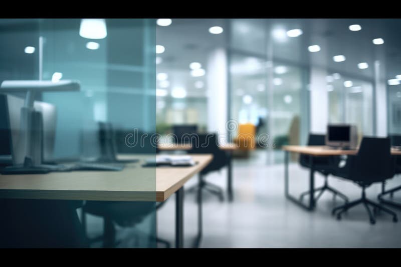 Image de l'espace bureau avec bureaux et ordinateurs. cette photo peut être utilisée pour représenter l'environnement de travail o illustration libre de droits