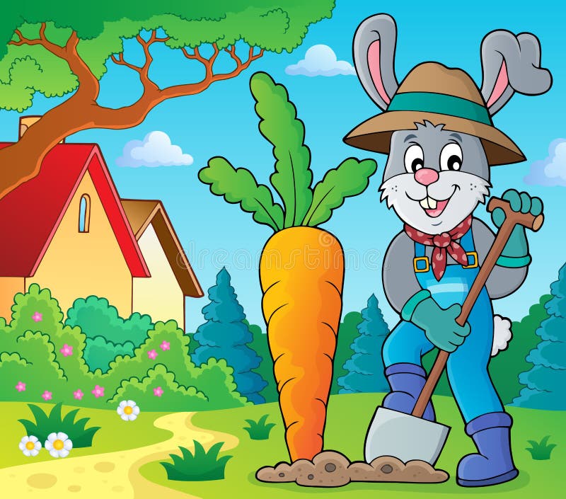 Image 2 de thème de jardinier de lapin illustration de vecteur Image 2 de thème de jardinier de lapin illustration de vecteur