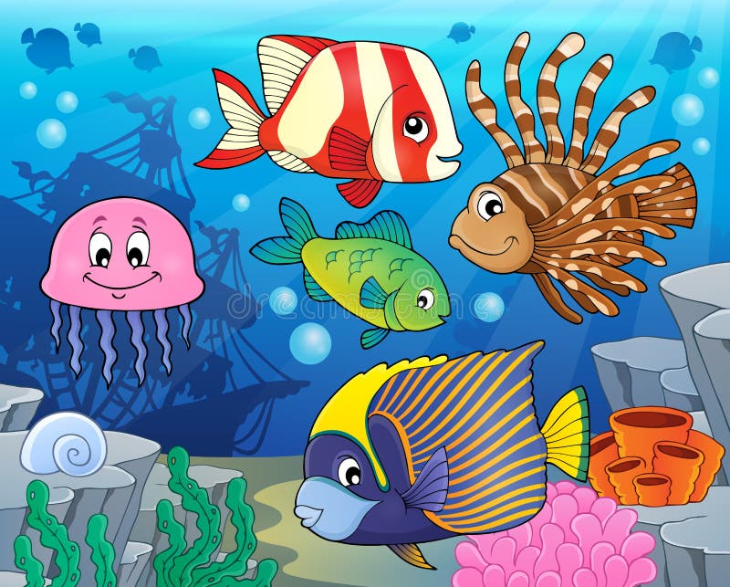 Coral reef fish theme image 2 - eps10 vector illustration. Coral reef fish theme image 2 - eps10 vector illustration.