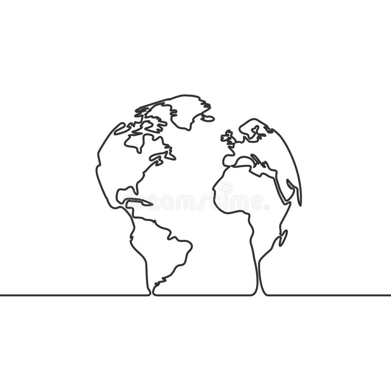  Dessin  Au Trait Continu D une Carte Du Monde Ligne Simple 