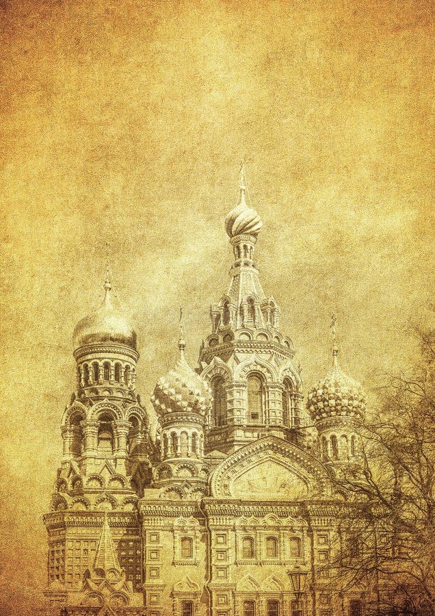 Image de vintage de l'église du sauveur sur le sang, St Petersbourg illustration stock Image de vintage de l'église du sauveur sur le sang, St Petersbourg illustration stock
