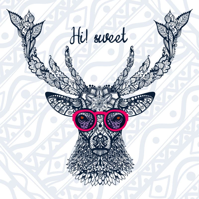 The image of the deer s head with glasses.