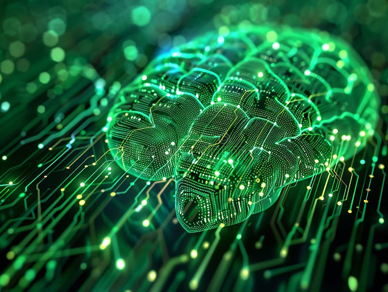 Abstract Digital Brain Neurons Network Connection Technology Background Concept royalty free illustration