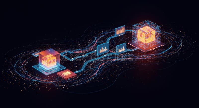 Connected Data Cube royalty free illustration