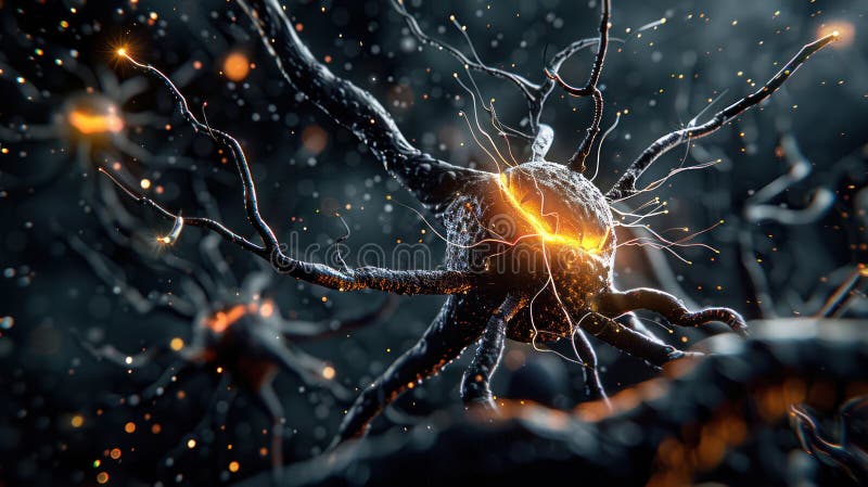 Quantum Neural Circuit: High-Tech Sci-Fi Digital Brain for Artificial Intelligence in Advanced Computing royalty free illustration
