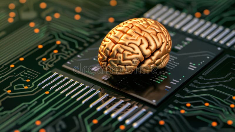 Quantum Neural Circuit: High-Tech Sci-Fi Digital Brain for Artificial Intelligence in Advanced Computing vector illustration