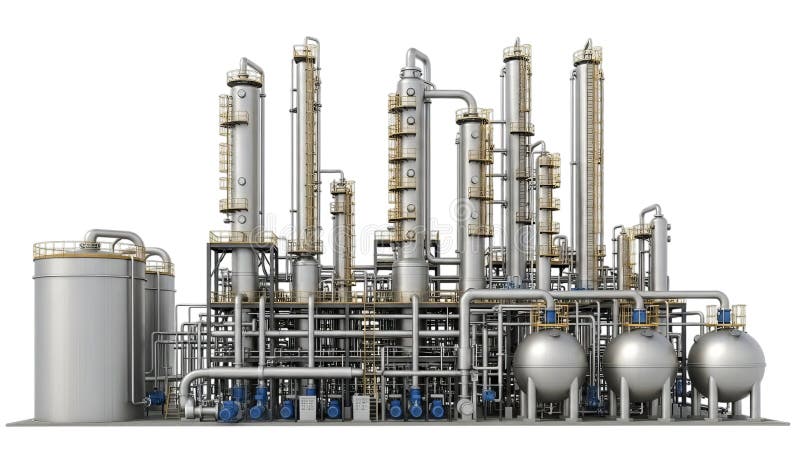 Industrial chemical processing plant vector illustration