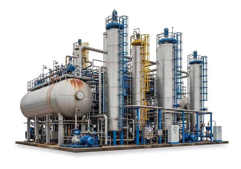Industrial chemical processing plant royalty free illustration