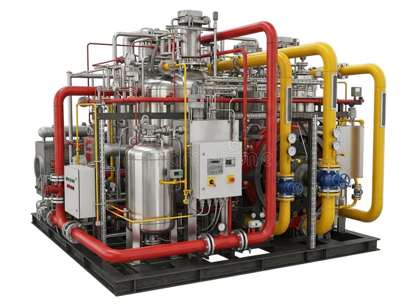 Industrial processing plant with pipes and valves royalty free illustration