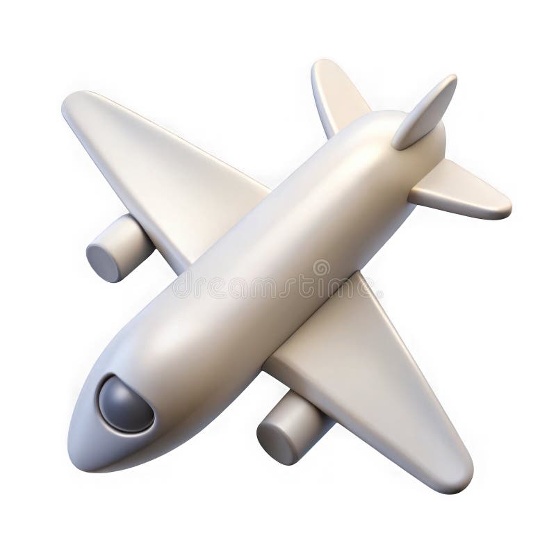 Minimalistic 3d render of a modern airplane stock illustration