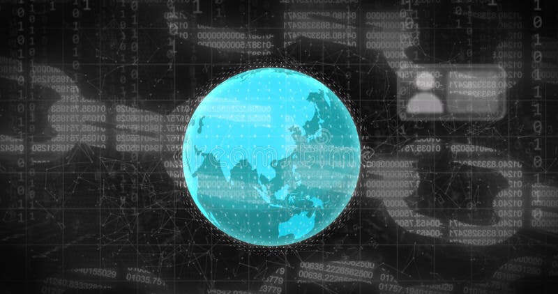 Image des boîtes à messages codes binaires globe blockchain et points connectés sur fond noir image libre de droits