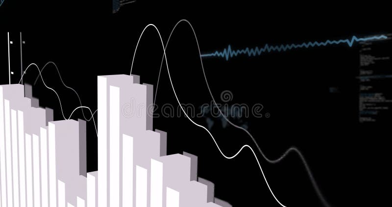 Image of diagrams and world map over data processing royalty free stock photography
