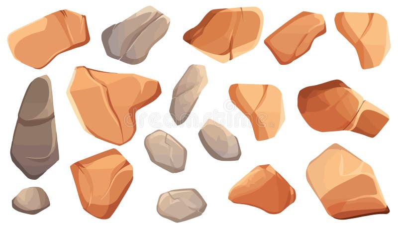 Image of different stones. Set of isolated stones for your design. Vector illustration. Generated AI