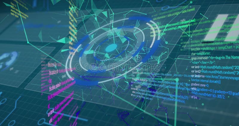 Image of Digital Interface Screens with Circle, Dots Connecting with ...