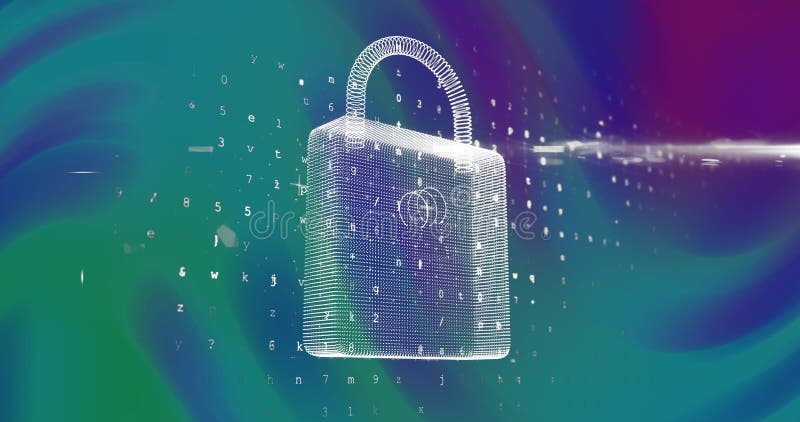 Image of digital padlock over background with changing colours royalty free illustration
