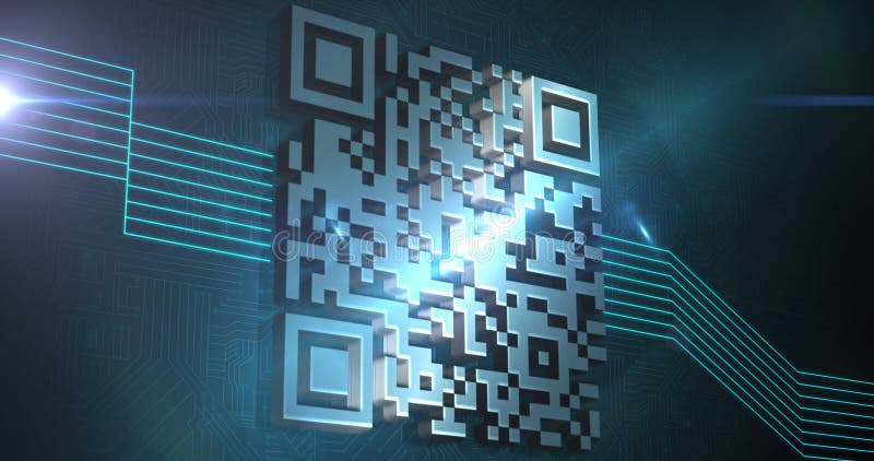 Image of digital qr code with glowing green lines royalty free illustration