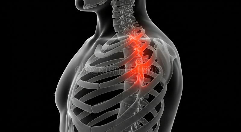 This image displays an anatomical rendering of the upper human body, focusing on vector illustration