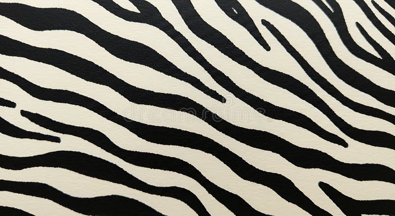 The image displays a close-up view of a zebra stripe pattern. Black, irregular, wavy stock illustration