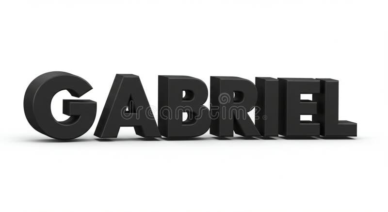 The image displays a 3D rendering of the word \'GABRIEL\' in bold, black uppercase stock illustration
