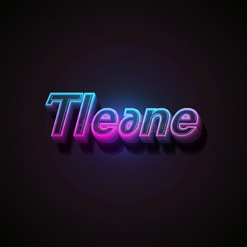 The image displays 3D text featuring the word \'Tleane. \' The letters have a neon effect royalty free illustration