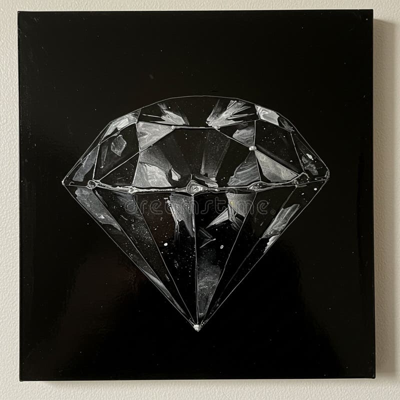 The image displays a diamond illustration on a black square canvas royalty free illustration