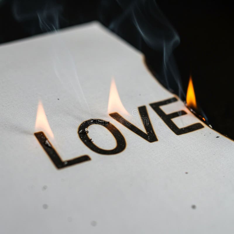 The image displays a white sheet of paper with the word \'LOVE\' written in bold black stock illustration