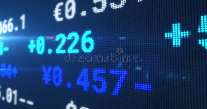 Image of stock exchange display board with numbers changing on blue. global business finance concept digitally generated image. Image of stock exchange display board with numbers changing on blue. global business finance concept digitally generated image.