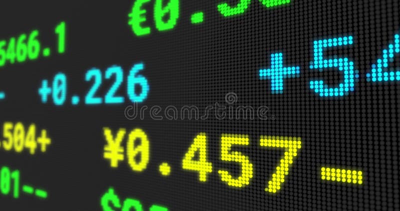 Image of stock exchange display board with numbers changing on black. global business finance concept digitally generated image. Image of stock exchange display board with numbers changing on black. global business finance concept digitally generated image.