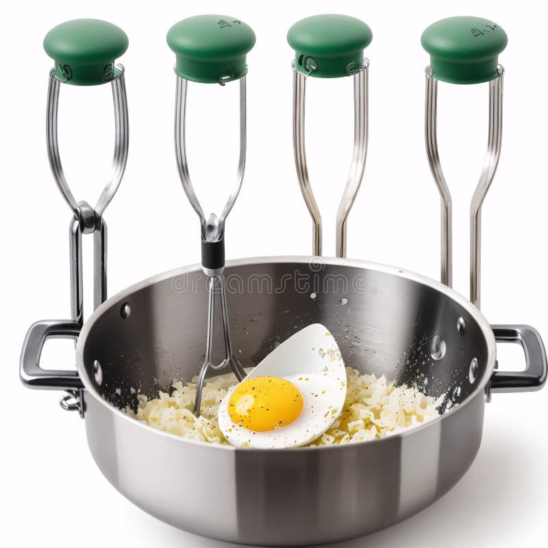 The egg beater mixer whisker has a wooden handle. stock illustration