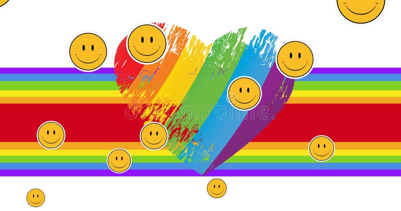 Image of Emoji with Rainbow Heart on Rainbow Background Stock ...