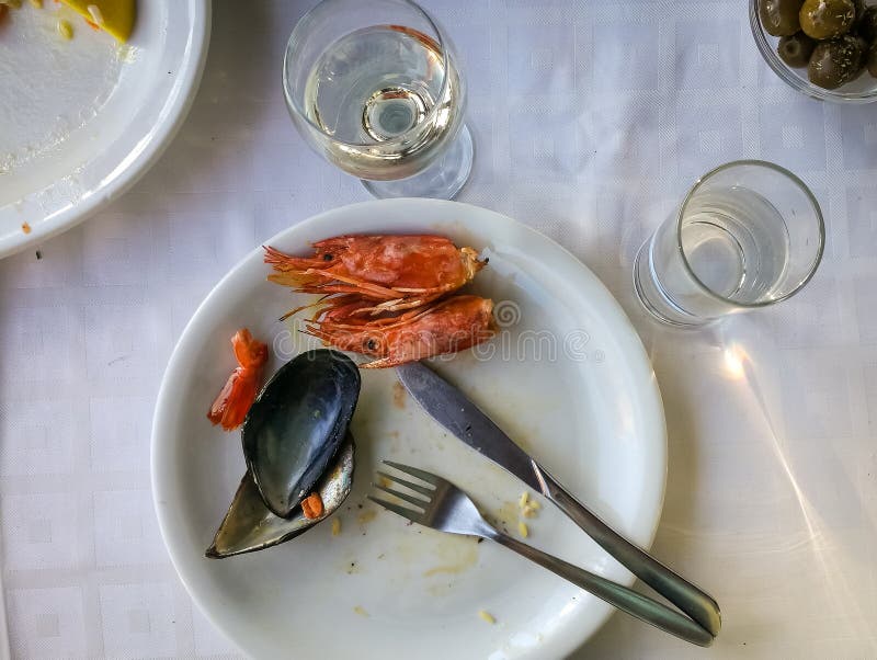 Empty Plates with Remnants of Food after Lunch Stock Photo Image of