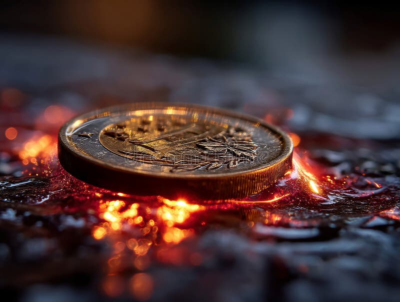 An image of a Euro coin floating on fire, possibly symbolizing value or passion - AI-Generated stock image