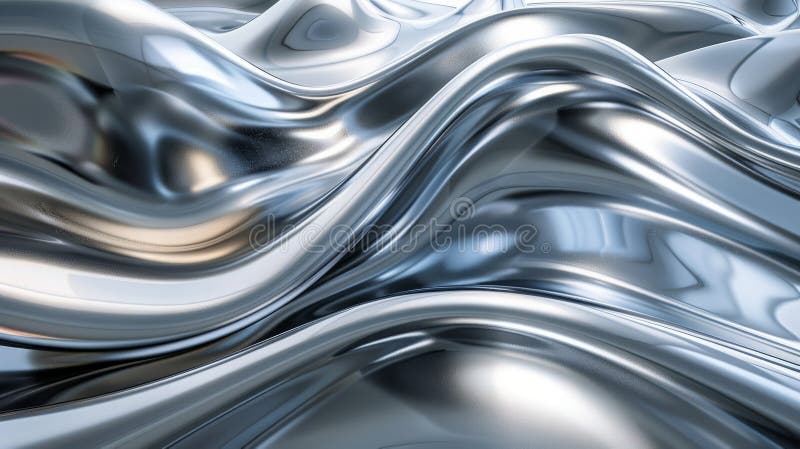 Unde de argint abstracte. Această imagine prezintă un fundal abstract cu valuri de argint late și netede. textura metalică și liniile curgătoare creează un sentiment de mișcare și de energie. generate de