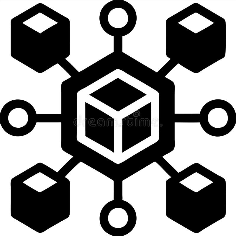 Blockchain Network Vector Illustration for Technology and Cryptocurrency Applications stock illustration