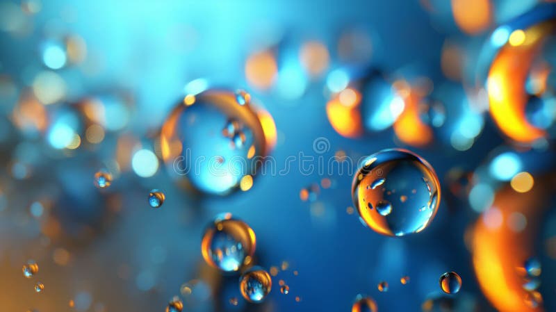 The image features a blurred background with multiple droplets of water stock image