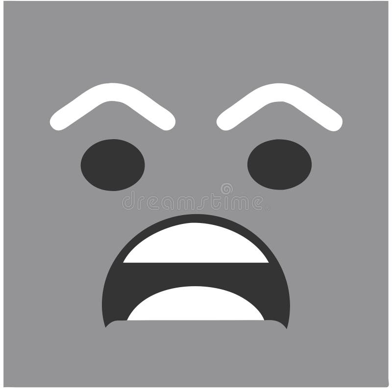 Surprised Face Vector Emoticon with Arched Eyebrows and Open Mouth Expression stock illustration