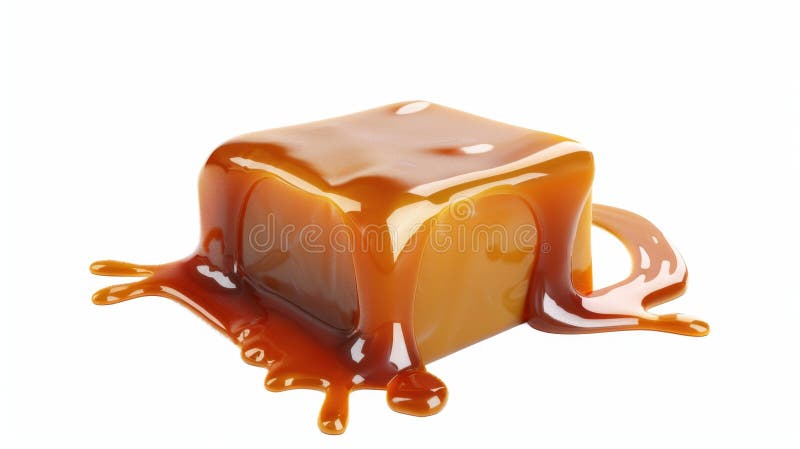 Melting Caramel Cube - Generative AI stock images