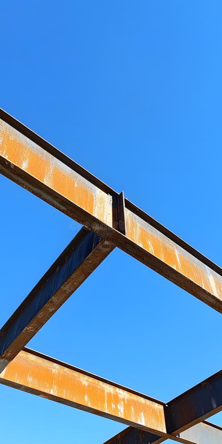 Rusted metal structure against blue sky vector illustration