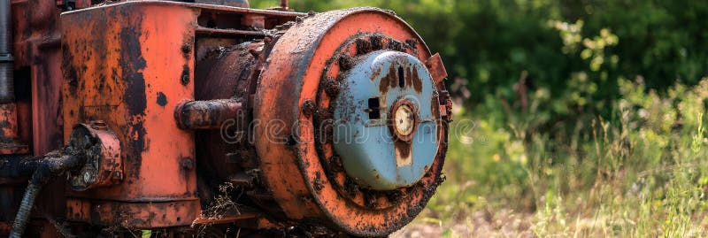 Rusted Mechanical Part in Natural Setting vector illustration
